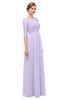 ColsBM Neriah Pastel Lilac Bridesmaid Dresses Lace Antique Zipper Boat Floor Length Half Length Sleeve