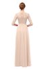 ColsBM Neriah Peach Puree Bridesmaid Dresses Lace Antique Zipper Boat Floor Length Half Length Sleeve