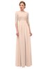 ColsBM Neriah Peach Puree Bridesmaid Dresses Lace Antique Zipper Boat Floor Length Half Length Sleeve