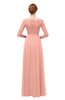 ColsBM Neriah Peach Bridesmaid Dresses Lace Antique Zipper Boat Floor Length Half Length Sleeve