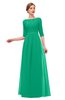ColsBM Neriah Pepper Green Bridesmaid Dresses Lace Antique Zipper Boat Floor Length Half Length Sleeve