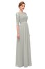 ColsBM Neriah Platinum Bridesmaid Dresses Lace Antique Zipper Boat Floor Length Half Length Sleeve