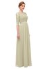 ColsBM Neriah Putty Bridesmaid Dresses Lace Antique Zipper Boat Floor Length Half Length Sleeve