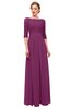 ColsBM Neriah Raspberry Bridesmaid Dresses Lace Antique Zipper Boat Floor Length Half Length Sleeve