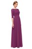 ColsBM Neriah Raspberry Bridesmaid Dresses Lace Antique Zipper Boat Floor Length Half Length Sleeve