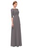 ColsBM Neriah Ridge Grey Bridesmaid Dresses Lace Antique Zipper Boat Floor Length Half Length Sleeve