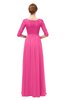 ColsBM Neriah Rose Pink Bridesmaid Dresses Lace Antique Zipper Boat Floor Length Half Length Sleeve