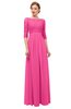 ColsBM Neriah Rose Pink Bridesmaid Dresses Lace Antique Zipper Boat Floor Length Half Length Sleeve