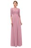 ColsBM Neriah Rosebloom Bridesmaid Dresses Lace Antique Zipper Boat Floor Length Half Length Sleeve