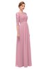 ColsBM Neriah Rosebloom Bridesmaid Dresses Lace Antique Zipper Boat Floor Length Half Length Sleeve