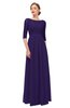 ColsBM Neriah Royal Purple Bridesmaid Dresses Lace Antique Zipper Boat Floor Length Half Length Sleeve