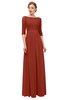 ColsBM Neriah Rust Bridesmaid Dresses Lace Antique Zipper Boat Floor Length Half Length Sleeve