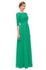 ColsBM Neriah Sea Green Bridesmaid Dresses Lace Antique Zipper Boat Floor Length Half Length Sleeve