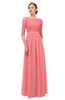 ColsBM Neriah Shell Pink Bridesmaid Dresses Lace Antique Zipper Boat Floor Length Half Length Sleeve