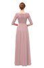 ColsBM Neriah Silver Pink Bridesmaid Dresses Lace Antique Zipper Boat Floor Length Half Length Sleeve