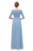 ColsBM Neriah Sky Blue Bridesmaid Dresses Lace Antique Zipper Boat Floor Length Half Length Sleeve