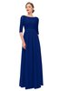 ColsBM Neriah Sodalite Blue Bridesmaid Dresses Lace Antique Zipper Boat Floor Length Half Length Sleeve