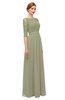 ColsBM Neriah Sponge Bridesmaid Dresses Lace Antique Zipper Boat Floor Length Half Length Sleeve