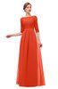 ColsBM Neriah Tangerine Tango Bridesmaid Dresses Lace Antique Zipper Boat Floor Length Half Length Sleeve