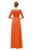 ColsBM Neriah Tangerine Bridesmaid Dresses Lace Antique Zipper Boat Floor Length Half Length Sleeve