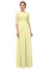 ColsBM Neriah Wax Yellow Bridesmaid Dresses Lace Antique Zipper Boat Floor Length Half Length Sleeve