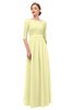 ColsBM Neriah Wax Yellow Bridesmaid Dresses Lace Antique Zipper Boat Floor Length Half Length Sleeve