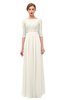ColsBM Neriah Whisper White Bridesmaid Dresses Lace Antique Zipper Boat Floor Length Half Length Sleeve