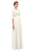 ColsBM Neriah Whisper White Bridesmaid Dresses Lace Antique Zipper Boat Floor Length Half Length Sleeve