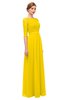 ColsBM Neriah Yellow Bridesmaid Dresses Lace Antique Zipper Boat Floor Length Half Length Sleeve
