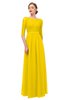 ColsBM Neriah Yellow Bridesmaid Dresses Lace Antique Zipper Boat Floor Length Half Length Sleeve