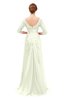 ColsBM Tatum Anise Flower Bridesmaid Dresses Luxury Zipper Three-fourths Length Sleeve Brush Train Lace V-neck