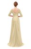 ColsBM Tatum Autumn Blonde Bridesmaid Dresses Luxury Zipper Three-fourths Length Sleeve Brush Train Lace V-neck