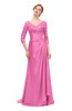 ColsBM Tatum Carnation Pink Bridesmaid Dresses Luxury Zipper Three-fourths Length Sleeve Brush Train Lace V-neck