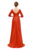 ColsBM Tatum Cherry Tomato Bridesmaid Dresses Luxury Zipper Three-fourths Length Sleeve Brush Train Lace V-neck