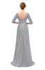 ColsBM Tatum Cloud Gray Bridesmaid Dresses Luxury Zipper Three-fourths Length Sleeve Brush Train Lace V-neck