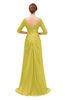 ColsBM Tatum Cream Gold Bridesmaid Dresses Luxury Zipper Three-fourths Length Sleeve Brush Train Lace V-neck