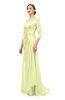 ColsBM Tatum Daffodil Bridesmaid Dresses Luxury Zipper Three-fourths Length Sleeve Brush Train Lace V-neck
