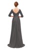 ColsBM Tatum Dark Gull Gray Bridesmaid Dresses Luxury Zipper Three-fourths Length Sleeve Brush Train Lace V-neck