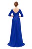 ColsBM Tatum Dazzling Blue Bridesmaid Dresses Luxury Zipper Three-fourths Length Sleeve Brush Train Lace V-neck