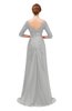 ColsBM Tatum Dove Grey Bridesmaid Dresses Luxury Zipper Three-fourths Length Sleeve Brush Train Lace V-neck