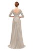 ColsBM Tatum Fawn Bridesmaid Dresses Luxury Zipper Three-fourths Length Sleeve Brush Train Lace V-neck