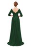 ColsBM Tatum Hunter Green Bridesmaid Dresses Luxury Zipper Three-fourths Length Sleeve Brush Train Lace V-neck