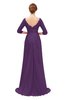 ColsBM Tatum Imperial Purple Bridesmaid Dresses Luxury Zipper Three-fourths Length Sleeve Brush Train Lace V-neck