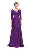 ColsBM Tatum Magic Purple Bridesmaid Dresses Luxury Zipper Three-fourths Length Sleeve Brush Train Lace V-neck