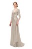 ColsBM Tatum Mushroom Bridesmaid Dresses Luxury Zipper Three-fourths Length Sleeve Brush Train Lace V-neck