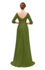 ColsBM Tatum Olive Green Bridesmaid Dresses Luxury Zipper Three-fourths Length Sleeve Brush Train Lace V-neck