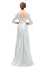 ColsBM Tatum Platinum Bridesmaid Dresses Luxury Zipper Three-fourths Length Sleeve Brush Train Lace V-neck