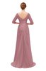 ColsBM Tatum Rose Tan Bridesmaid Dresses Luxury Zipper Three-fourths Length Sleeve Brush Train Lace V-neck