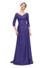 ColsBM Tatum Royal Purple Bridesmaid Dresses Luxury Zipper Three-fourths Length Sleeve Brush Train Lace V-neck