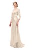 ColsBM Tatum Silver Peony Bridesmaid Dresses Luxury Zipper Three-fourths Length Sleeve Brush Train Lace V-neck